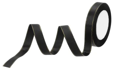 Satinband 1,5 cm, 23 m, mit Goldkanten, schwarz