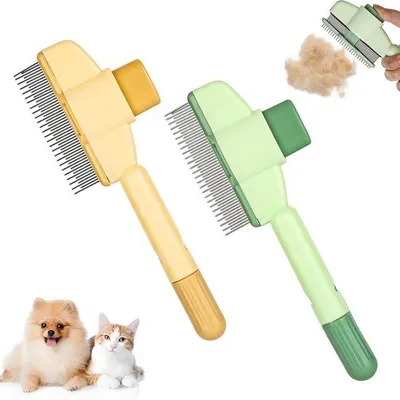Produktbild von Famanu Katzenbürsten-Set 2 Stück, Unterfellbürste und Hundehaarbürste, selbstreinigend