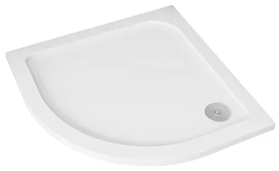Imagen del producto de Bandeja de ducha semicircular Piato, de mármol artificial, color blanco brillante, 90x90x3 cm