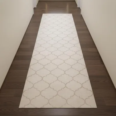 Image de Tapis de salon, motif marocain, couleur beige, dimensions : 80 x 300 cm