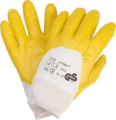 Produktbild von 144 Paar Nitrilhandschuhe NITRAS Nitril gelb Arbeitshandschuhe, Größe 10 - 1 Paar = 0,58 €