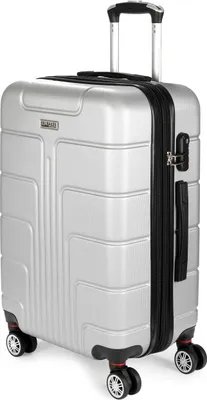Produktbild von BRUBAKER Reisekoffer Miami - Erweiterbarer Hartschalen Rollkoffer mit Zahlenschloss und 4 Rollen - Trolley Koffer 43 x 66,5 x 28,5 cm, L, Silber