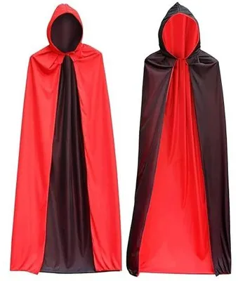Zdjęcie produktu dla Peleryna wampira halloween czarno czerwona dwustronna 140 cm dla dzieci