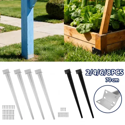 Obrázok produktu pre YARDIN Podzemná objímka na stĺpik, 70 cm, sada 6 kusov, pozinkovaná, oceľová kotva na stĺpik pre plot, pergolu a záhradné projekty bez použitia betónu