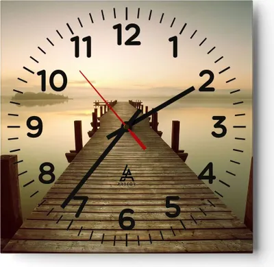 Produktbild von Wanduhr - Quadrat - Glasuhr - Brücke See - 30x30cm - Schleichendes Uhrwerk - Lautlos - zum Aufhängen bereit - Dekoration Modern - Wanddekoration aus Glas - C4AC30x30-3625