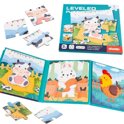 Image de Puzzle magnétique sur le thème de la ferme, avec des animaux, 37 pièces. Jeu éducatif pour enfants