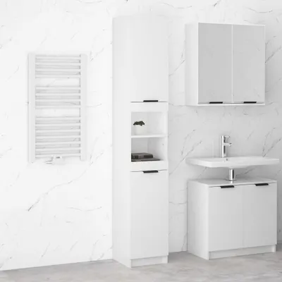 Produktbild von vidaXL Badschrank Hochglanz-Weiß 32x34x188,5 cm Holzwerkstoff