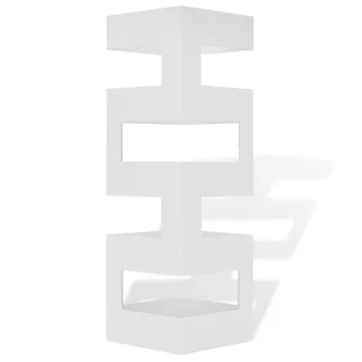 Produktbild von vidaXL Schirmständer Schirmhalter Gehstock Stahl quadratisch weiß 48,5 cm