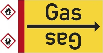 Produktbild von Dreifke® Rohrleitungsband Gas, DIN 2403, ab Ø 15mm, gelb/schwarz, 33m/Rolle