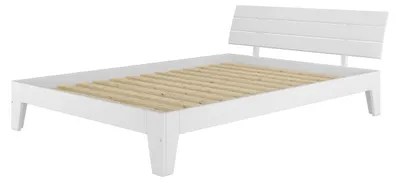 Produktbild von Weißes Doppelbett in Überlänge 160x220 Bettgestell Holzbett Massivholz Kiefer Weiß V-60.54-16-220WRollrost inkl.