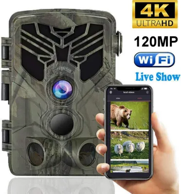Zdjęcie produktu dla Kamera do monitorowania dzikiej przyrody 36 MP z Wi-Fi WiFi 830 Pro + karta SD 32 GB, 44 niewidoczne czarne diody LED, kamera myśliwska z nagrywaniem wideo 4K, kamera monitorująca SUNTEK