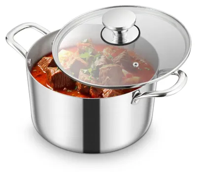 Produktbild von Solidchoice – 24 cm großer Kochtopf aus 3-lagigem Edelstahl mit Glasdeckel