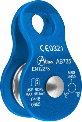 Umlenkrolle STANDARD PULLEY 30 kN von Aliens; blau; für Seile bis 12 mm Durchmesser; mit maximaler Bruchlast von 30 kN.