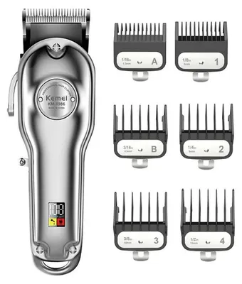 Produktbild von Haarschneider & Trimmer - KM-1986Y6BOX - Vollmetallgehäuse - Wiederaufladbar - Professionell für Friseure - Grau