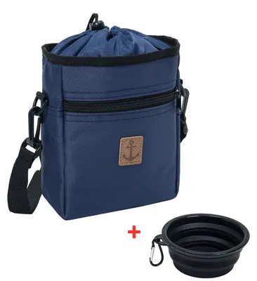 Produktbild von Leoberg Leckerli-Tasche mit Reisenapf - Futterbeutel Hund Leckerlibeutel mit Napf in Blau-903126