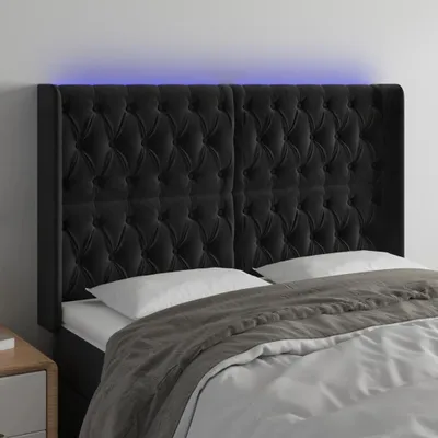 Produktbild von LED Kopfteil Schwarz 163x16x118/128 cm Samt , Kopfteile Design 2024