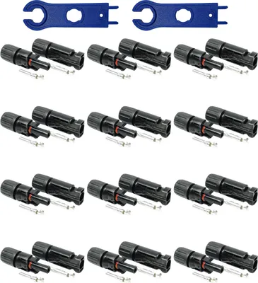 Produktbild von 12 Paar Solarstecker Set inkl. Montagewerkzeug, kompatibel mit MC4, für Solarkabel 4 – 6 mm²