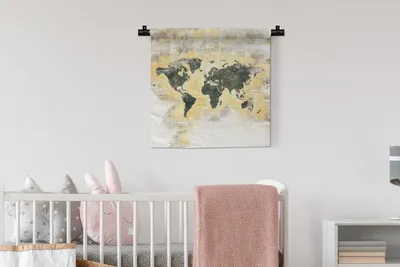 Produktbild von MuchoWow® Wandteppich Wandbehang Weltkarte - Farben - Aquarellfarben 60x60 cm Tapisserie Dekoration Wandtuch - Dekorationen - Wand Decke