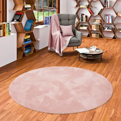 Produktbild von Luxus Super Soft Fellteppich Pearl Rosa Rund, Größe:200 cm Rund