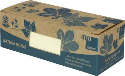 Zdjęcie produktu dla inFO 5653-11box Karteczki samoprzylepne do recyklingu standard 5653-11BOX żółte 12 bloczków