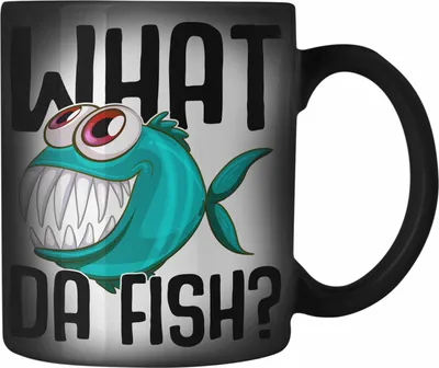 Produktbild von Trendation - Angler Fischer Farbwechsel Zauber-Tasse Geschenk Raubfische Hobbyangler Hecht Forelle Barsch Angeln Karabiner Farbwechsel Zauber-Tasse Edelstahl Zubehör (Schwarz)