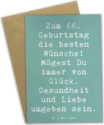 Produktbild von Mr. & Mrs. Panda Klappkarte Spruch 66. Geburtstag - Meeresbrise - Geschenk, Freunde, hochzeitskarten, weihnachtskarten, genesungskarte, Feiern, osterkarten, Geschenke