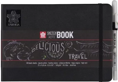 Produktbild von Sakura - Skizzenbuch 80 schwarze Blätter 140gr 210x148mm schwarz