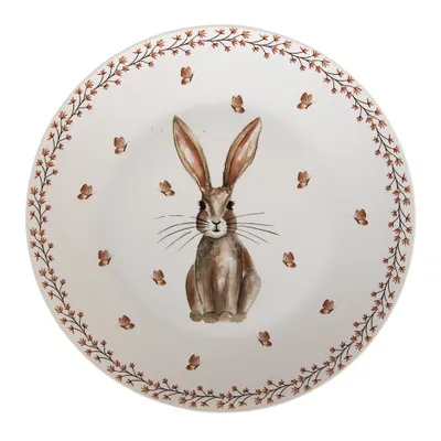 Produktbild von Clayre & Eef Speiseteller Ø 26 cm Beige Braun Porzellan Kaninchen