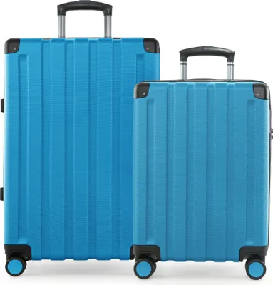 Image de HAUPTSTADTKOFFER Q-Damm - Set de valises  Valise cabine + valise de voyage moyenne avec extension, set de 2 valises à coque rigide, 4 roulettes, Check-In Luggage, TSA, bleu cyan
