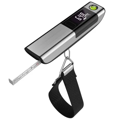 Produktbild von BEARWARE Kofferwaage digital, Wiegeband & Haken, bis zu 50 kg, für Reisen, Gepäckwaage, Tragkraft 50 kg, Hängewaage, Reisewaage, 10g genau, Wasserwaage, Tara, Maßband, Display