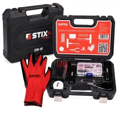 Immagine prodotto di Kit di riparazione pneumatici STIX SW10 da 60 pezzi per pneumatici tubeless con valigetta