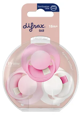 Produktbild von Difrax Prime Tutti Frutti Schnuller - 18+ Monate - 3 Stück - Peony Pink | Difrax