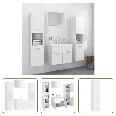 Produktbild von The Living Store Badmöbel-Set Weiß Holzwerkstoff