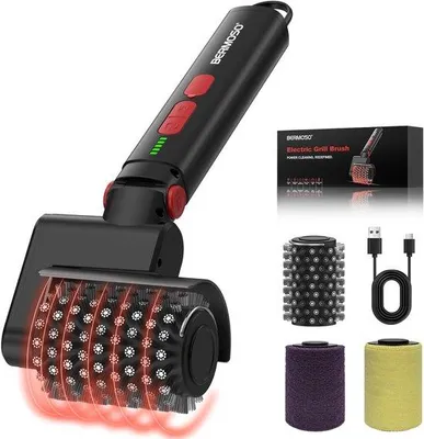 Produktbild von Elektrische Grillbürste – Wiederaufladbarer USB-Grillreiniger mit 3 Geschwindigkeitsstufen, 3 Bürstenköpfen, einer Betriebszeit von 150+ Minuten, wasserdicht, hitzebeständig und kabellos