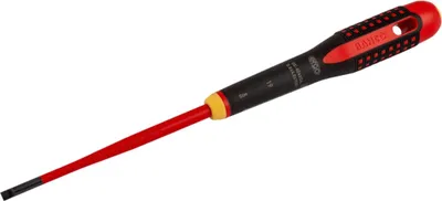 Produktbild von Bahco ERGO Isolierter Schraubendreher für Schlitzschrauben mit 3-Komponenten-Griff, VDE-, Slim-Klinge 0.8 mm x 12 mm x 200 mm