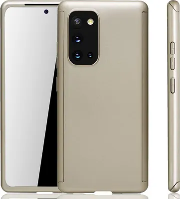 A gold smartphone case is shown from multiple angles against a white background.