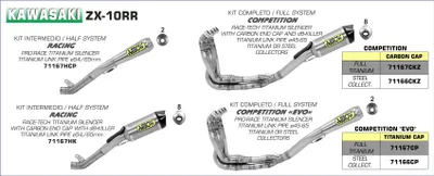 Produktbild von ARROW Auspuff Komplettanlage COMPETITION HALF SYSTEM für Kawasaki ZX-10RR 2017-, Edelstahl