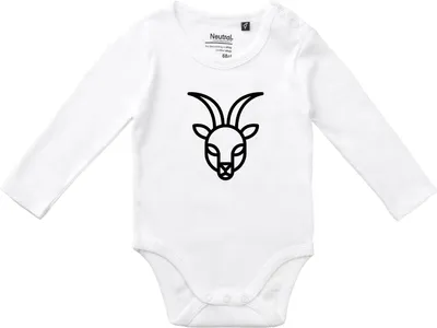 Produktbild von Huuraa Baby Body Steinbock Sternzeichen Symbol 68 White  Baumwolle Fairtrade Langarmbody Geschenkidee
