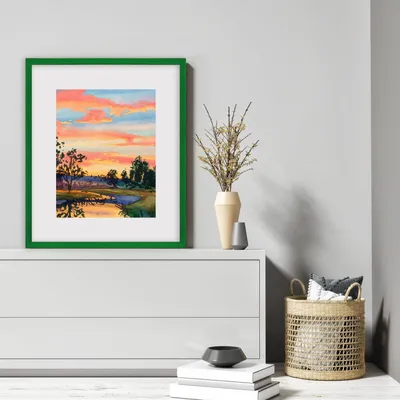Produktbild von MG Design Set aus 3 Grün Bilderrahmen 48 x 68 cm - Aus echtem Holz mit Acrylglas, zum Aufhängen & Aufstellen, für Fotos, Poster & Puzzle