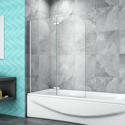 Produktbild von 100x140cm Badewannenaufsatz 2-teilig für Badewanne ESG NANO Glas Duschwand Duschabtrennung