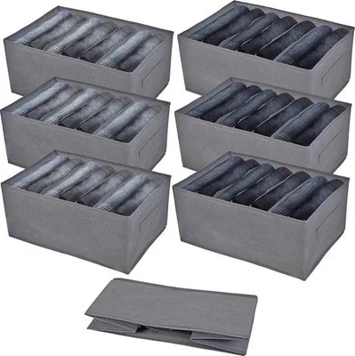 Productafbeelding van Opvouwbare opbergkist, 44x30x20 cm, stevig, 6-delig, geschikt voor kleding