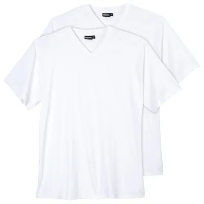 Produktbild von 2er Pack V-Neck T-Shirt weiß Adamo Übergröße