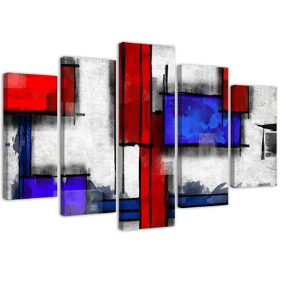Produktbild von 5-teiliges leinwandbild geometrische abstraktion 200x100 cm Feeby farbe wandbild bereit zum aufhängen