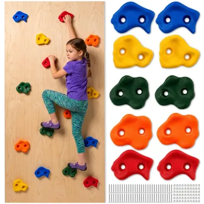 Produktbild von ASATO Klettergriffe für Kinder 10er Set mit Schrauben, ca. 10 cm