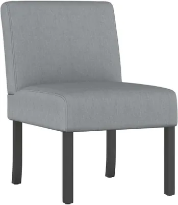 Produktbild von Hellgrauer Polsterstuhl aus Stoff 48x64x72 cm mit modernem Design und Massivholzbeinen, bequemer Loungesessel für Wohnzimmer, Schlafzimmer, Balkon und kleine Räume