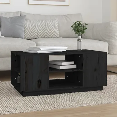 Image de Maison Exclusive - Table basse noire 90x49x40,5 cm en pin massif