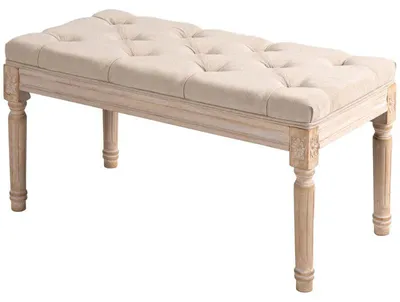 Obrázok produktu pre Vintageová lavica – čalúnená lavica | Farba: Béžová | Rozmery: 40x80x43 cm