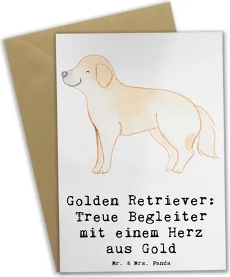 Produktbild von Mr. & Mrs. Panda babykarte Golden Retriever Freund - Weiß - Geschenk, hochzeitskarten, Hunderassen Vielfalt, liebevolle Natur, osterkarten, Hunderasse, Hund, Spielhund