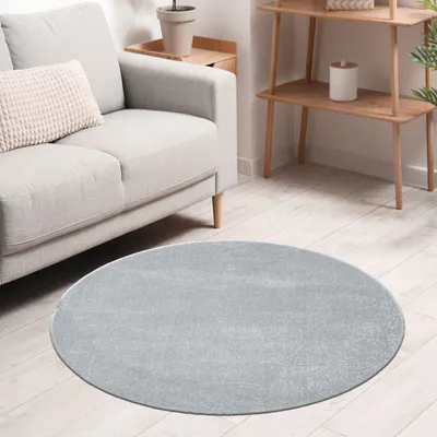 Produktbild von Teppich rund Wohnzimmer Kurzflor Einfarbig für Schlafzimmer kinderzimmer weich Rund