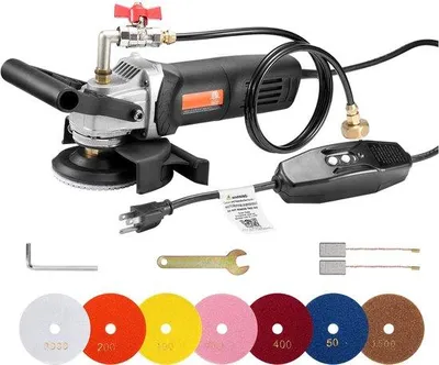 Immagine prodotto di Levigatrice 800W - Disco da 10 cm - Velocità variabile da 1000 a 4000 giri/min - Include set di lucidatura da 7 pezzi - Protezione da sovraccarico - Adatta per marmo e granito